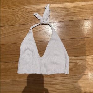 Women's White Halter Top Cropped